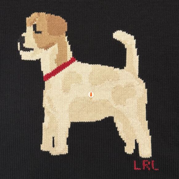 Ralph Lauren Sweater Dog Intarsia Terrier Preppy Academia Heritage Black XXL - Picture 4 of 10